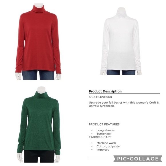 Croft & Barrow set of 3 long sleeve turtlenecks Womans size XXL NWT - Picture 2 of 12